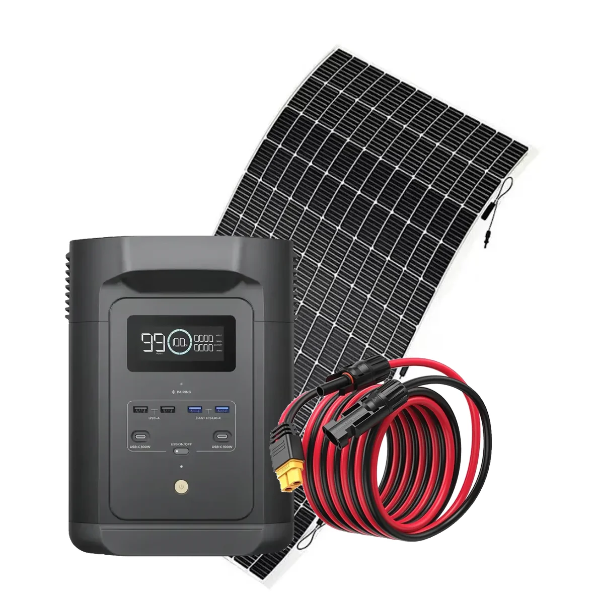 Pack Emergencia - EcoFlow E980 + Cable 10m + Panel Solar Flexible 560W Amerisolar